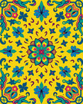 Vibrant Yellow Floral Medallion Rug