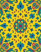 Vibrant Yellow Floral Medallion Rug