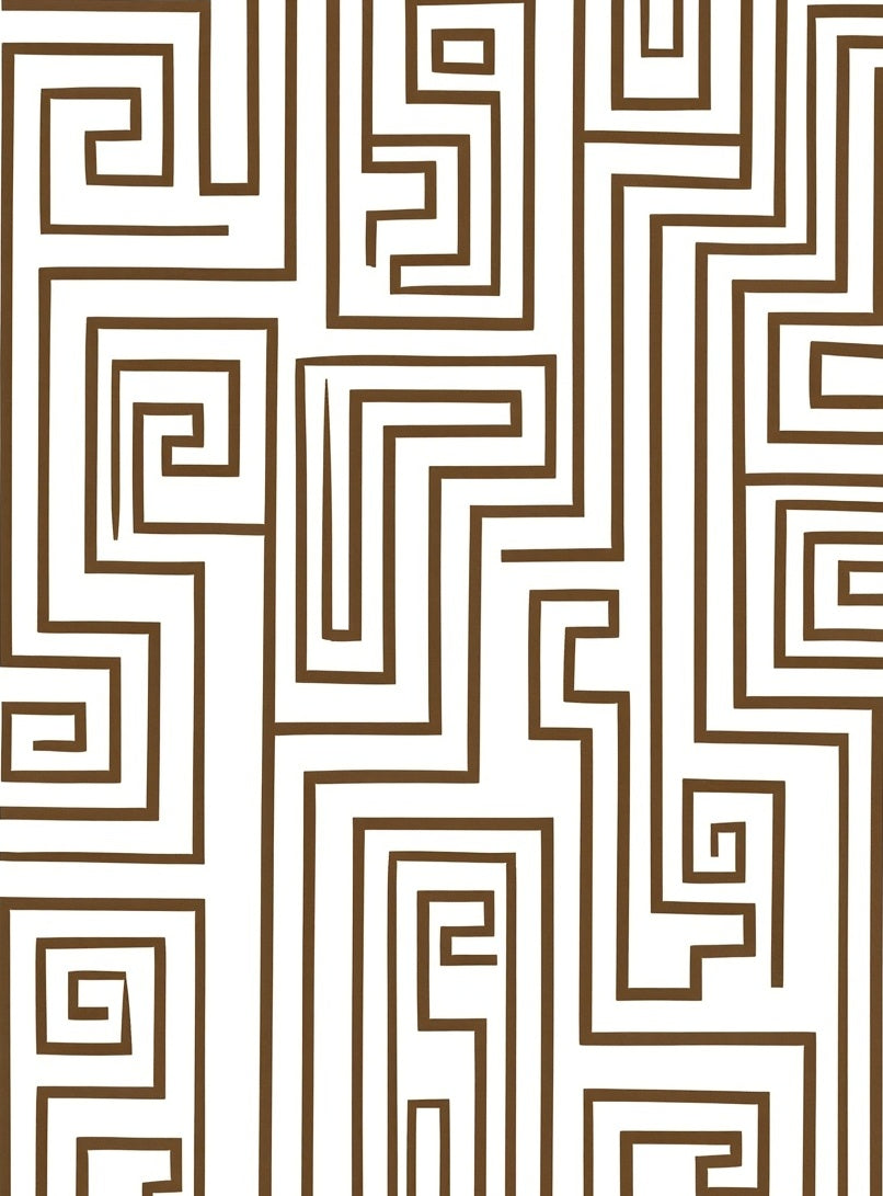 Geometric Maze Brown White Harmony Rug