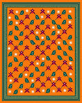 Orange Diamond Flower and Leaf Rug