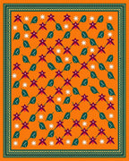 Orange Diamond Flower and Leaf Rug