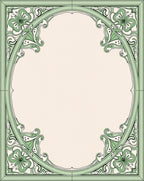 Soft Green Floral Art Nouveau Frame Rug