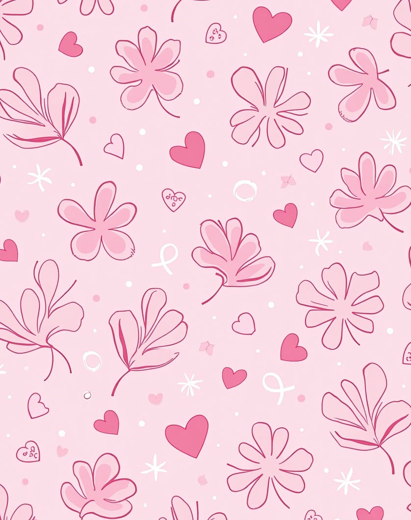 Sweet Pink Floral Hearts Scatter Rug