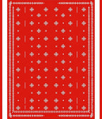 Bold Red Snowflake Geometric Rug