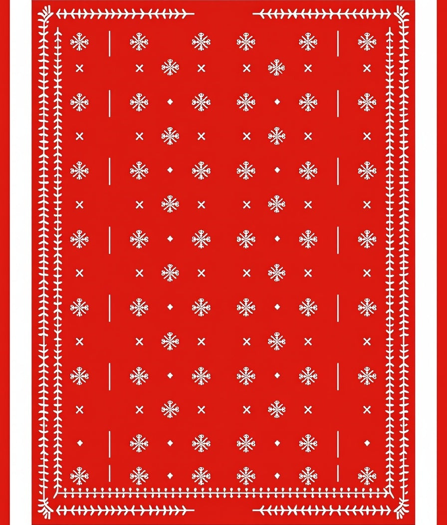 Bold Red Snowflake Geometric Rug