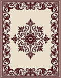Deep Burgundy Floral Medallion Ivory Rug