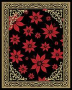 Bold Red Floral Bordered Accent Rug