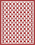 Crimson Lattice Geometric Arrangement Rug