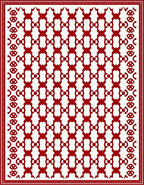 Crimson Lattice Geometric Arrangement Rug