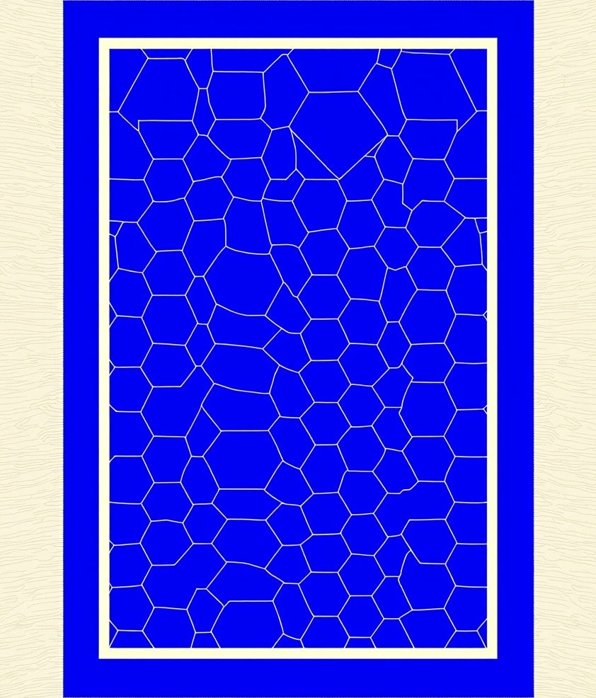 Modern Vivid Blue Hexagonal Network Rug
