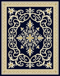 Navy Cream Ornate Scrollwork Medallion Rug