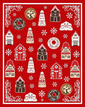 Red Gingerbread Town Snowflakes Rug