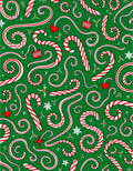 Festive Candy Cane Swirls and Hearts Rug