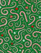 Festive Candy Cane Swirls and Hearts Rug