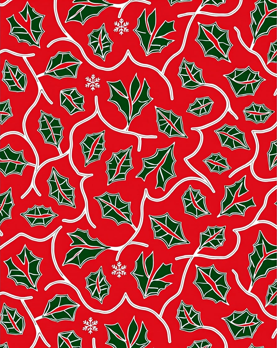 Winter Holly Leaf Snow Cluster Rug