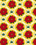 Red Poinsettia Lattice Yellow Rug