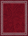 Deep Crimson Swirls Textured Border Rug