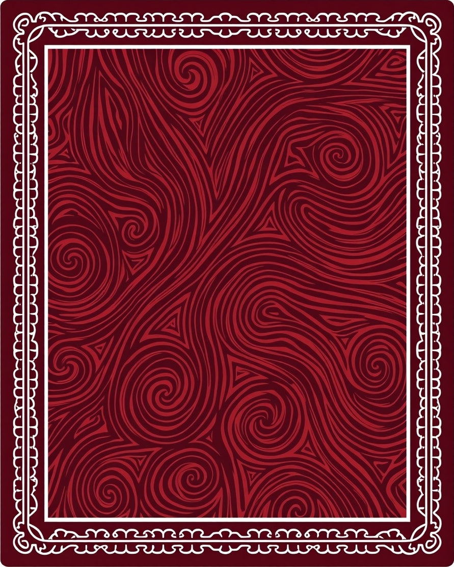 Deep Crimson Swirls Textured Border Rug