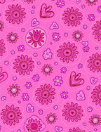 Pink Floral Heart Collage Rug
