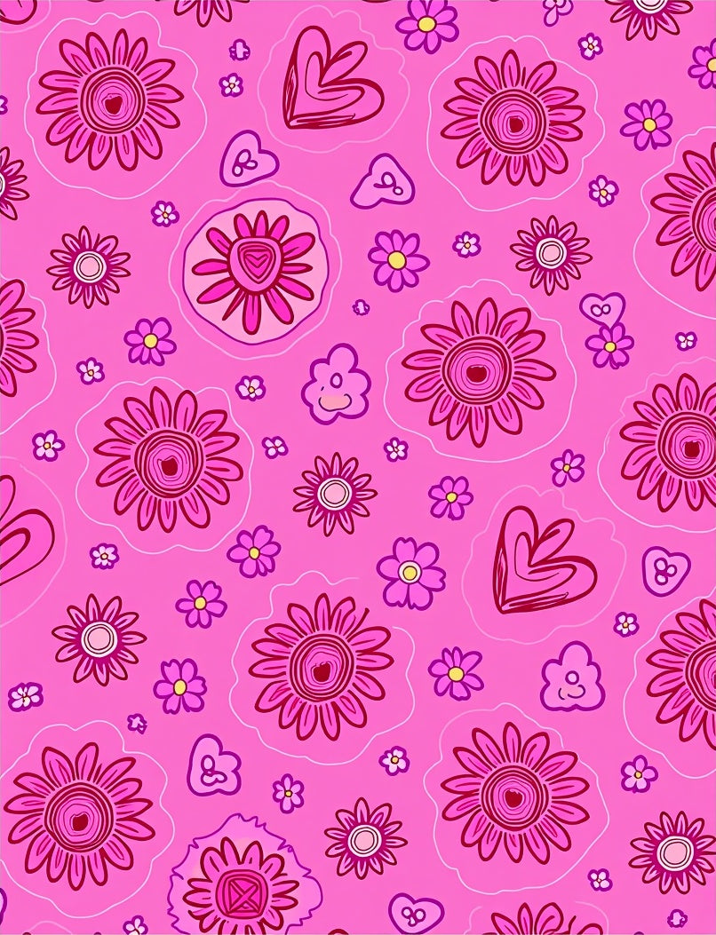 Pink Floral Heart Collage Rug