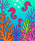 Vibrant Pink Seahorse Coral Garden Rug