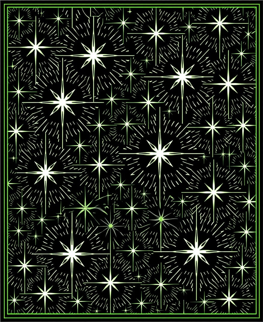 Radiant Starburst Black Green Rug
