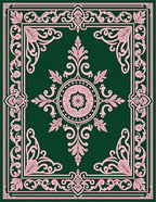 Emerald Pink Arabesque Medallion Rug