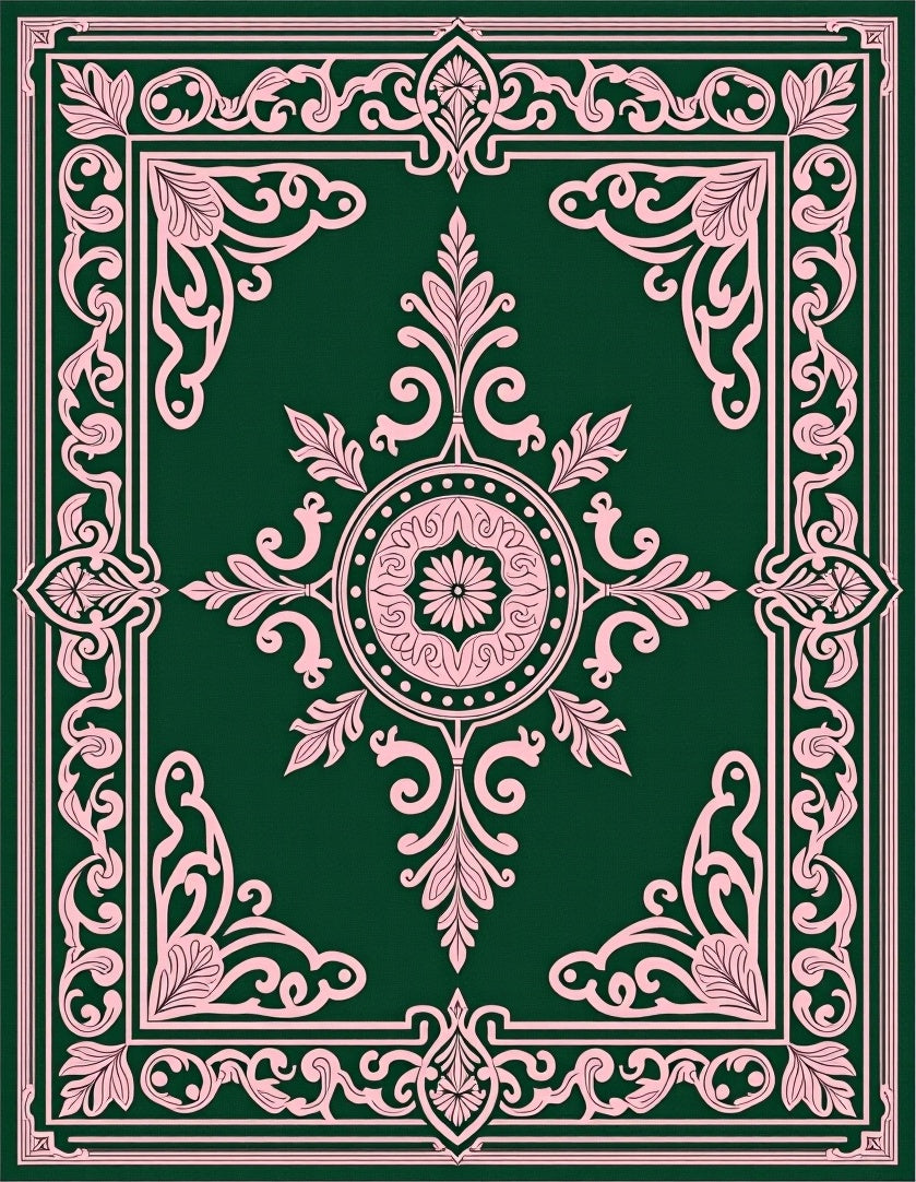 Emerald Pink Arabesque Medallion Rug