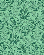 Verdant Emerald Leaf Swirls Rug