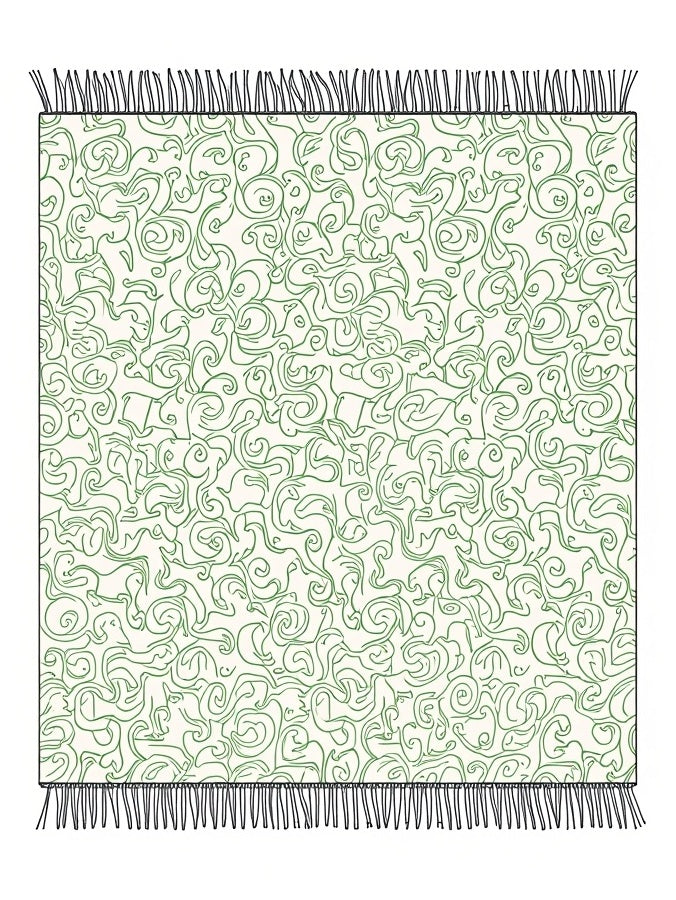 Cream Green Floral Swirl Rug