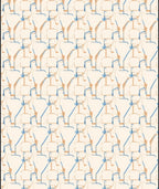 Cream Blue Geometric Architectural Layout Rug