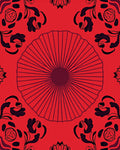 Red Floral Fan Medallion Rug