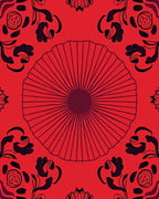 Red Floral Fan Medallion Rug