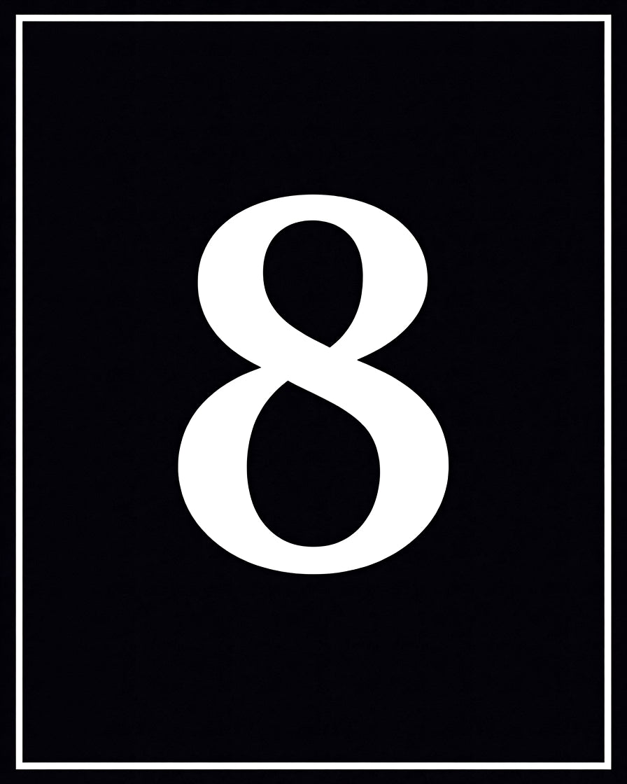Bold Black White Number Eight Rug