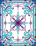 Purple Teal Floral Medallion Border Rug
