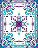 Purple Teal Floral Medallion Border Rug