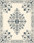 Navy Ivory Ornate Scroll Medallion Rug