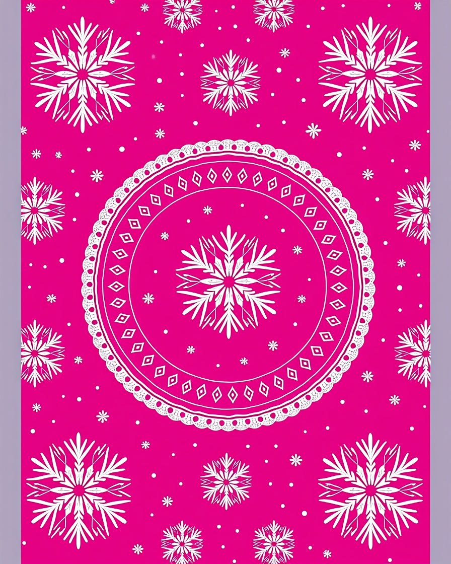 Vibrant Pink Snowflake Mandala Rug