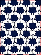 Bold Navy White Abstract Tile Rug