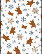 Brown Bear Snowflake Winter Scene Rug
