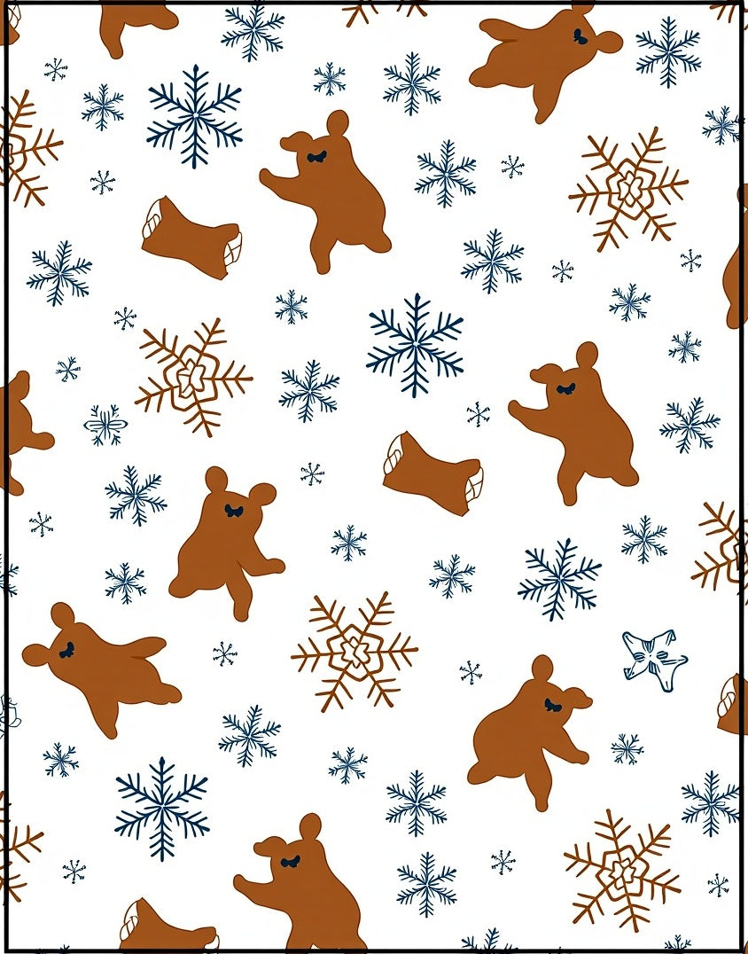 Brown Bear Snowflake Winter Scene Rug
