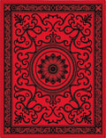 Bold Crimson Floral Medallion Rug