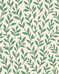 Green Leafy Branches Cream Background Rug