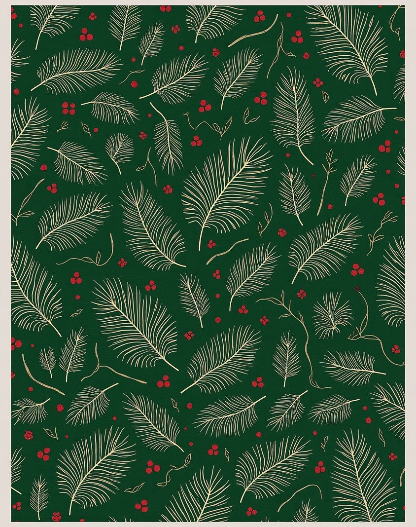 Forest Green Pine Sprigs Berry Rug