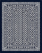 Deep Blue Intricate Ornamental Border Rug