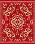 Crimson Golden Floral Mandala Medallion Rug