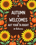 Autumn Sunflowers Pumpkins Leafy Border Rug