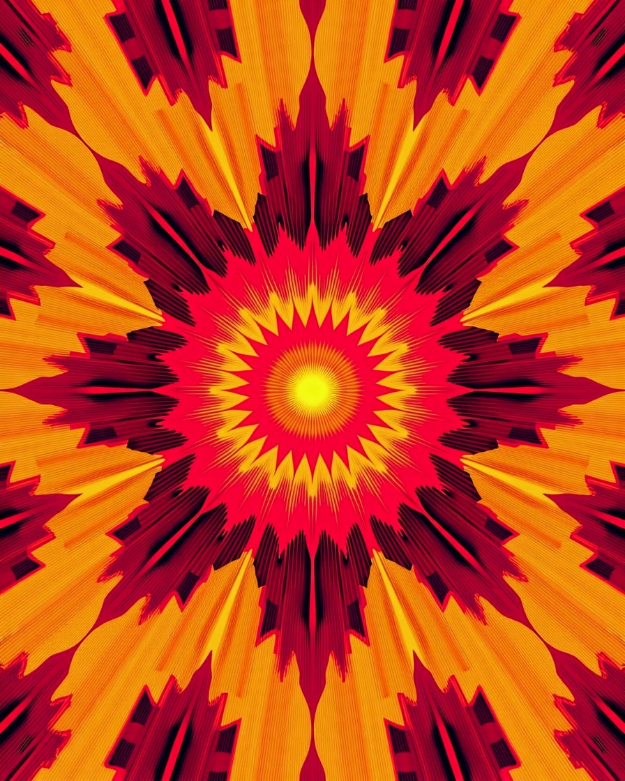 Vibrant Sunburst Radial Rays Rug