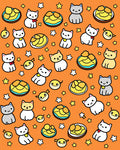 Cute Cats And Stars Orange Rug