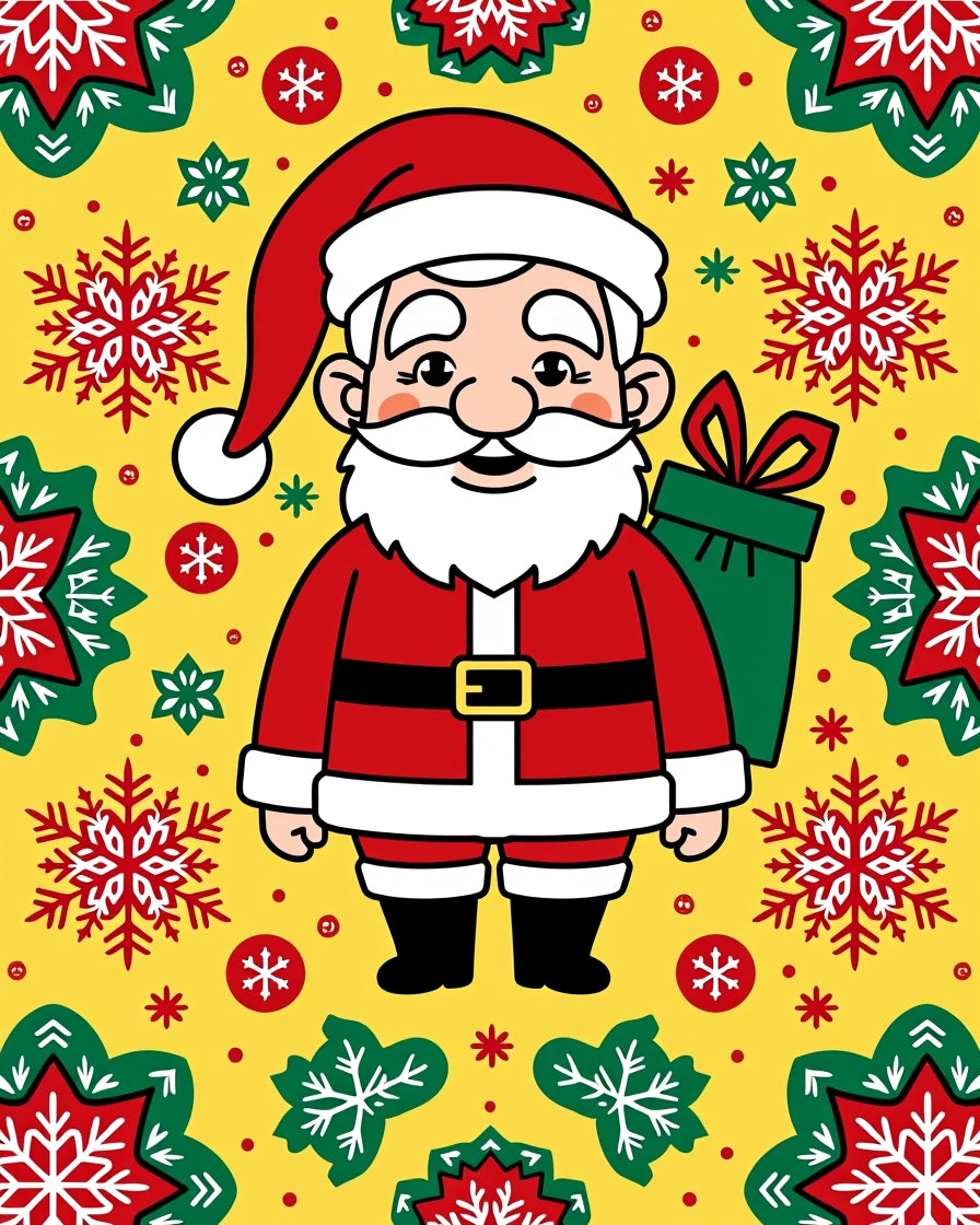 Cheery Santa Claus Snowflake Christmas Rug